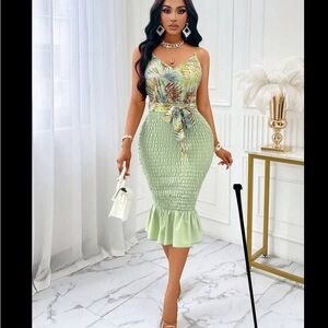 Elegant Green Floral Dress